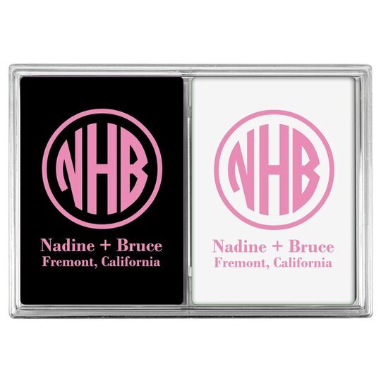Framed Rounded Monogram with Text Double Deck Playing Cards